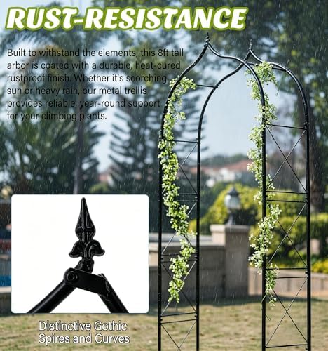 metal garden arbors 8ft thickened arch trellis for, close-up detail