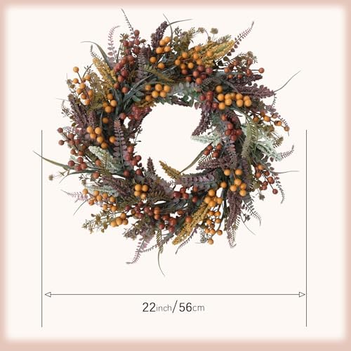 idyllic fall wreaths for front door 22 inch, close-up detail