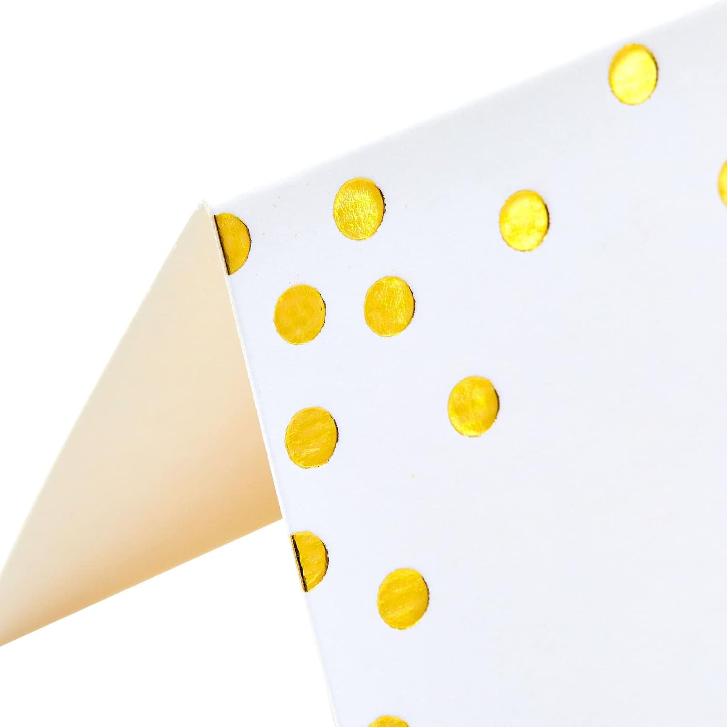 Best Paper Greetings Place Cards for Table Setting - 3.5 x 2 In Folded, 100 Pack, Gold Foil Polka Dots, 250gsm Paper - Place Card Holders & Food Tags for Weddings & Dinner Parties