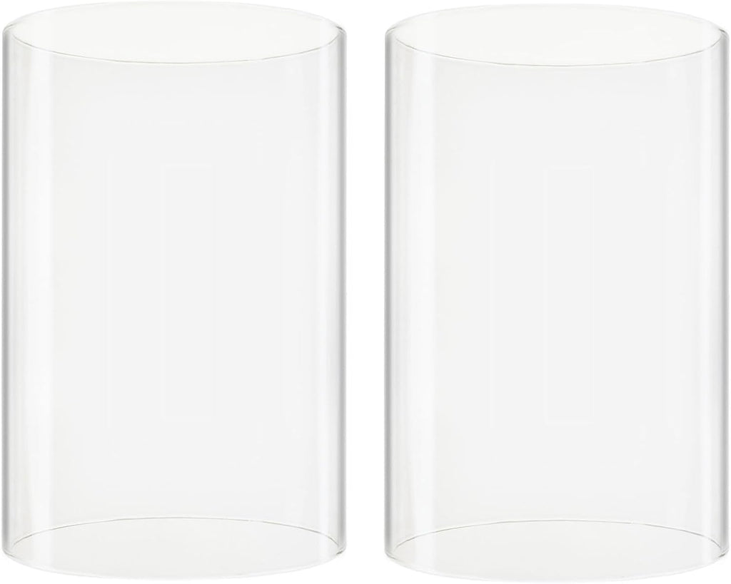 CYS EXCEL 2 PCS (H:6" D:4") Open Ended Clear Glass Hurricane Candleholder Tube Lamp Shade Open Flame Candlestick Holder Chimney Tube Cover Bottomless Cylinder