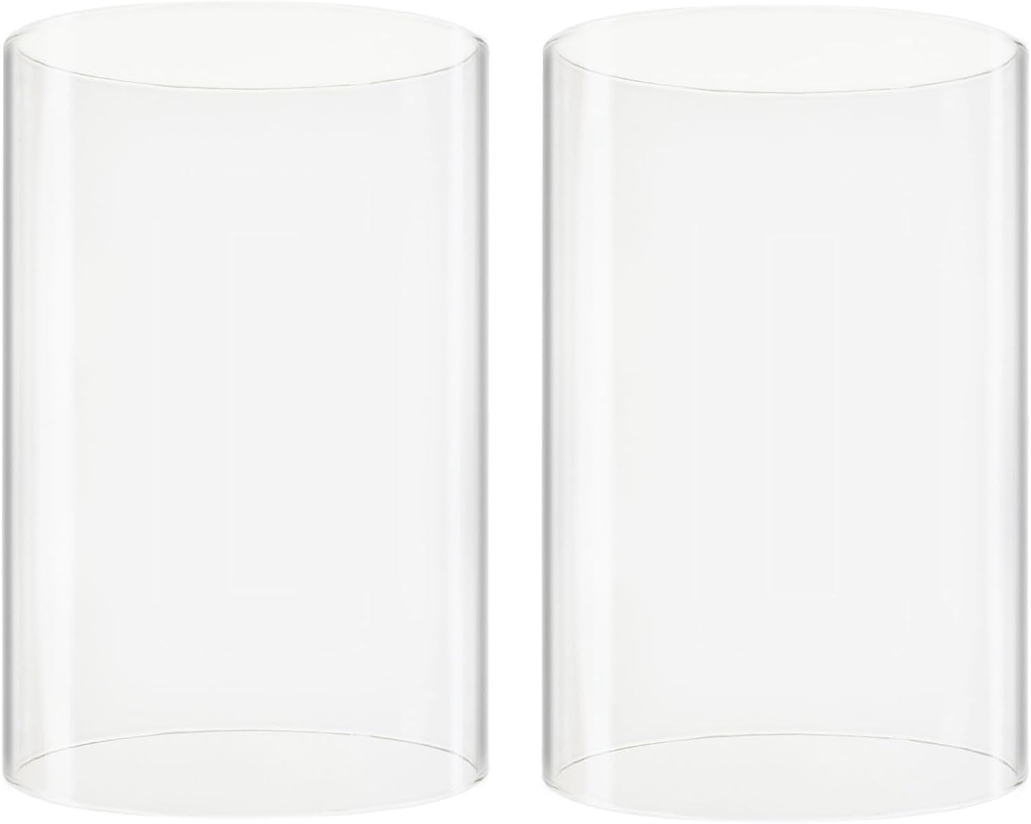 CYS EXCEL 2 PCS (H:6" D:4") Open Ended Clear Glass Hurricane Candleholder Tube Lamp Shade Open Flame Candlestick Holder Chimney Tube Cover Bottomless Cylinder