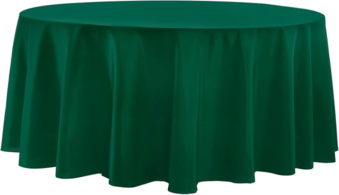 Round Tablecloth 132 Inch 2 Pack Dark Green Tablecloths Washable Decorative Linen Polyester Table Clothes Cover for Dining Table Banquets Buffet Parties and Wedding