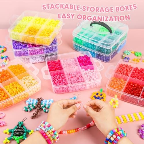 48 colors pony beads bulk, kandi beads for, front angle view