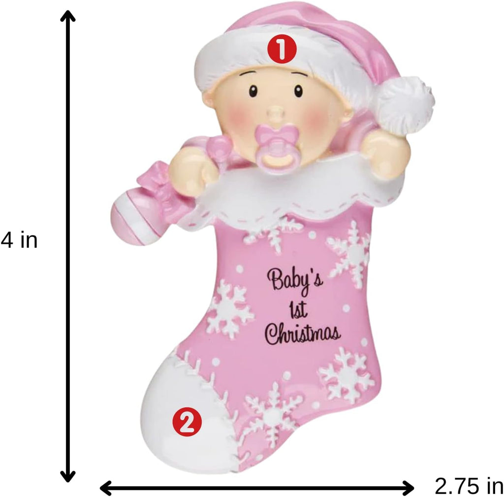 2025 Baby’s First Christmas Ornament – Baby Boy & Girl Keepsake – Personalized My 1st Christmas Ornament for Newborn & Grandbaby Custom Holiday Decoration Gift for Xmas (Baby in Stocking - Girl)