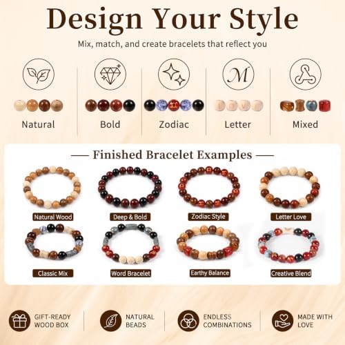bracelet making kit for adults, 397pcs 10mm wooden, side view