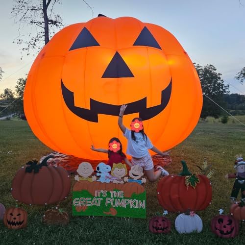 giant 26ft halloween inflatables pumpkin decorations, blow up, close-up detail