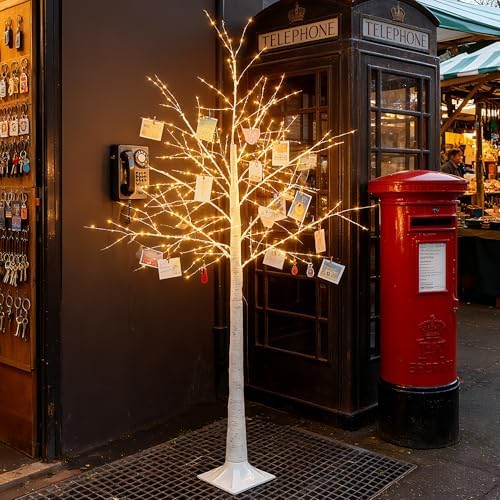 6ft white firefly tree with lights - lighted on a desk or shelf