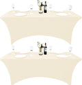 2-Pack 8ft Spandex Table Covers for Rectangle Folding Tables - Washable Elastic Tablecloth - Ultimate Fitted Table Protector for Birthday Parties, Trade Shows, Banquet