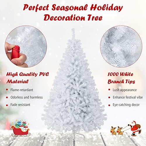 goplus 6ft white artificial christmas tree with 1000, close-up detail