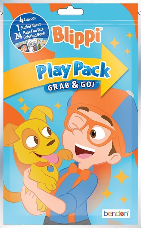 Blippi Party Favors Activity Pack Bundle - 12 Goodie Bags Stuffers | Blippi Play Pack Party Favor Coloring Books, Stickers, Crayons for Kids, Boys, Girls - Bulk Blippi Birthday Party Supplies