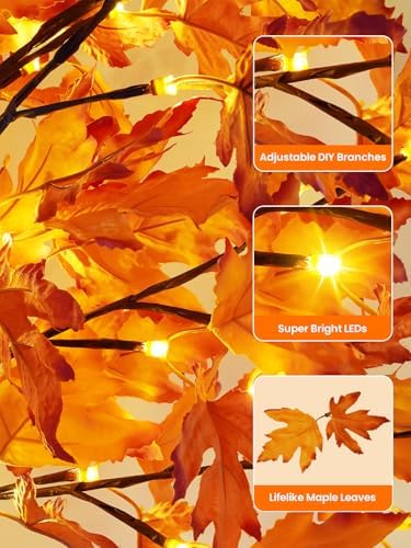 4/5/6ft 300 led lighted maple tree, artificial fall on a desk or shelf