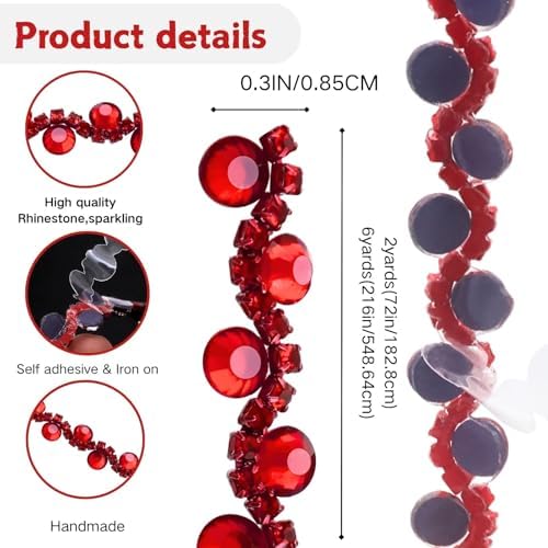 bijou joon 6 yards red self adhesive rhinestone shown in use