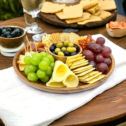acacia round wood plates, set of 4, 8, view 9