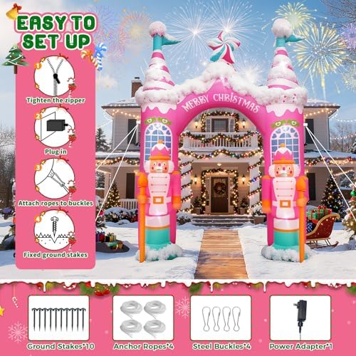 evoio 12 ft giant christmas archway inflatables nutcracker, close-up detail