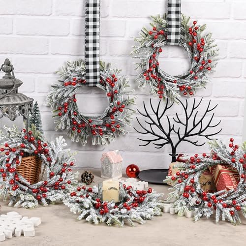 9.5'' small christmas kitchen cabinet wreaths with adjustable, package contents