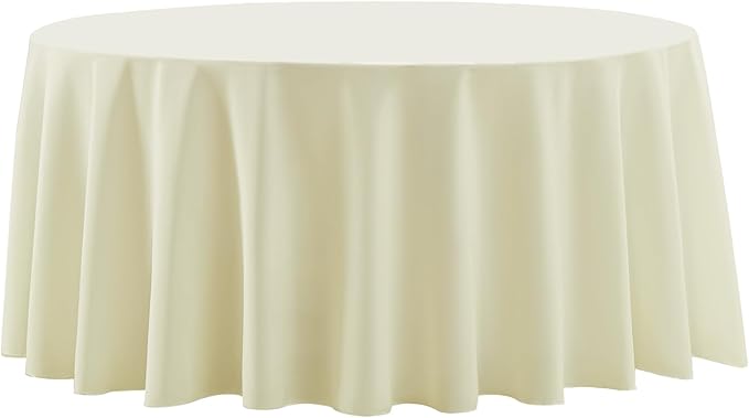 Round Tablecloth 2 Pack 90 Inch Ivory Tablecloths Washable Decorative Linen Polyester Table Clothes Cover for Dining Table Banquets Buffet Parties and Wedding