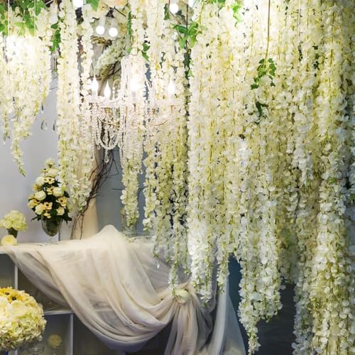 artificial wisteria hanging flowers fake wisteria flower garland on a desk or shelf