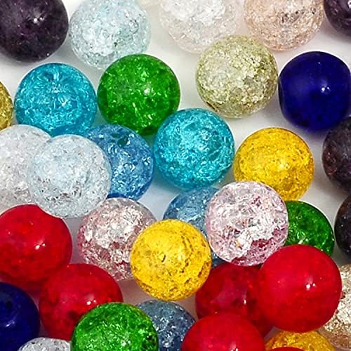 rubyca assorted mixed round druk crackle czech crystal, close-up detail