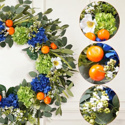 idyllic 26 inch spring summer wreath for front, close-up detail