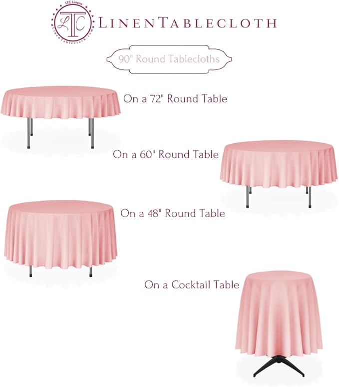 LinenTablecloth Round Polyester Tablecloth, 90-Inch, Gold