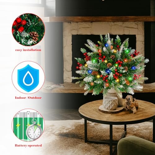 lighted christmas urn filler, 2 pack 24 inch showing dimensions