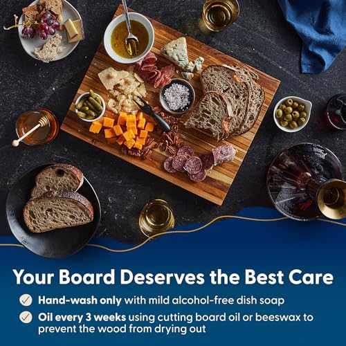 sonder los angeles laurel teak wood cutting board showing dimensions