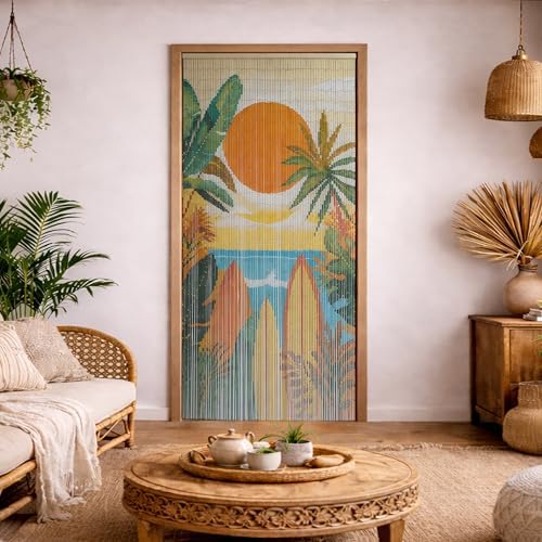 summer vibe beaded bamboo curtain for doorway 35.4" on a desk or shelf