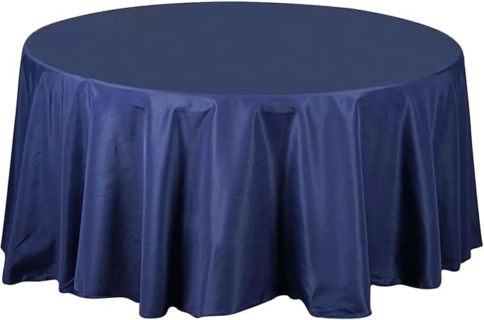 Efavormart Round Tablecloth, 108 Inch Stain & Wrinkle Resistant Washable Table Cloth, Decorative Polyester Fabric Table Cover for Banquet, Wedding, Dining- Navy Blue