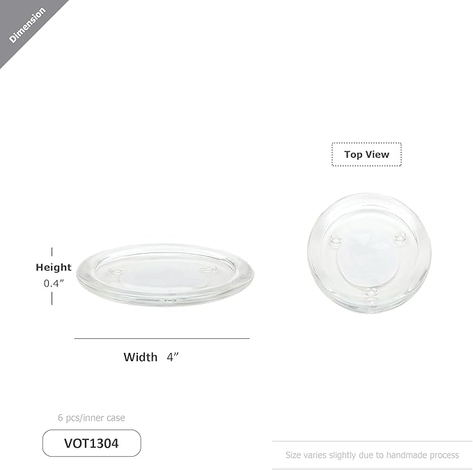 WGV Tea Light Votive Candle Holder Plate 4" W, Clear Flat Plate Glass, Small Home Accent Decor, 1 Pc