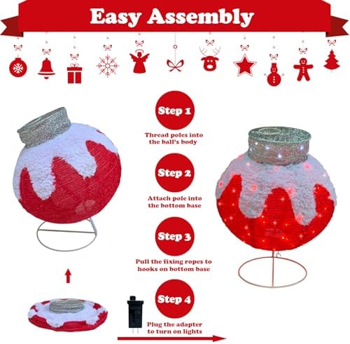 outdoor christmas balls lighted, 2pcs pop-up christmas ornaments showing dimensions