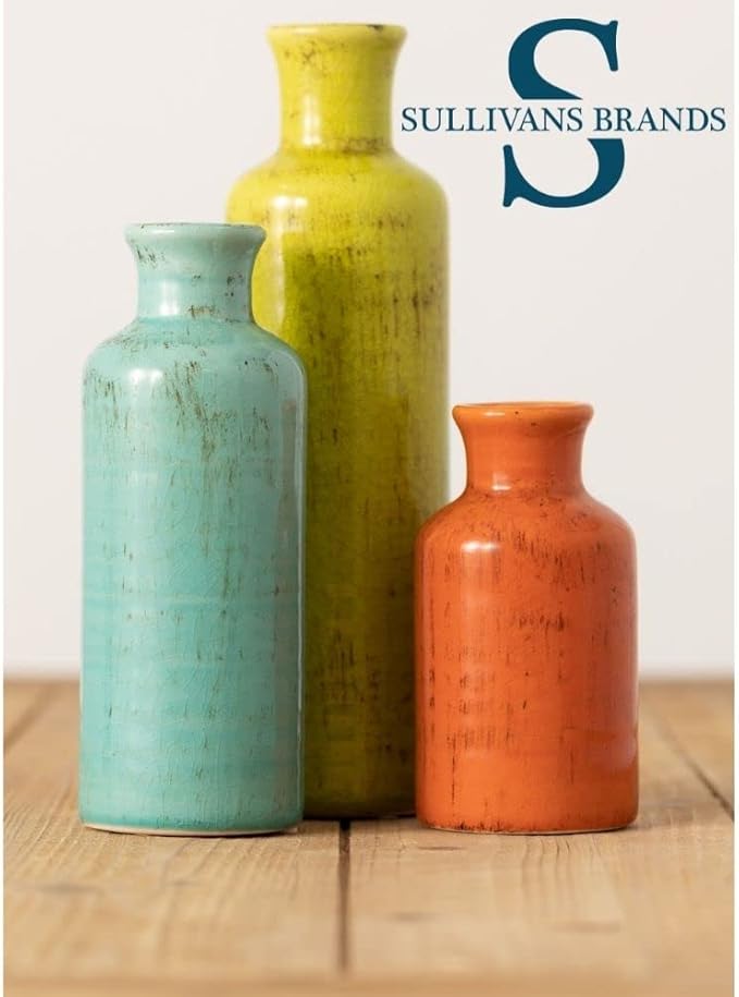 Sullivans Vase Set, Farmhouse Decor, Vases for Your Kitchen, Bedroom, Office, Living Room Bathroom, Mantle & Shelf Home Decor, Centerpiece Table Decorations (CM2334)