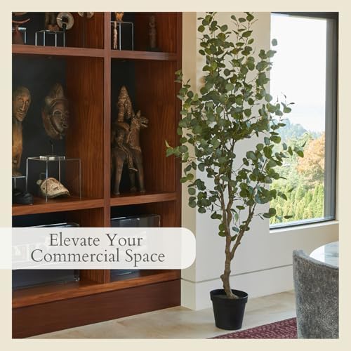 cg hunter, faux eucalyptus tree, 7 ft, black, close-up detail