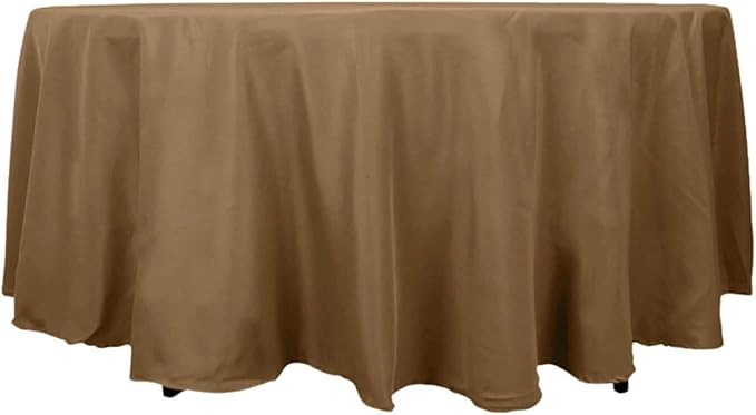 Efavormart Round Tablecloth, 108 Inch Stain & Wrinkle Resistant Washable Table Cloth, Decorative Polyester Fabric Table Cover for Banquet, Wedding, Dining- Taupe