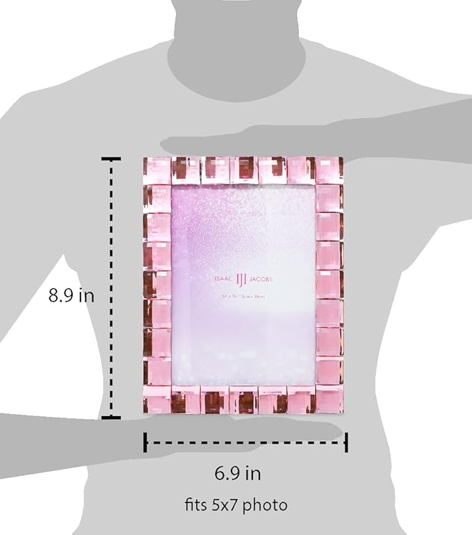 Isaac Jacobs Decorative Sparkling Light Pink Jewel Picture Frame, Photo Display & Home Décor (5x7, Light Pink)