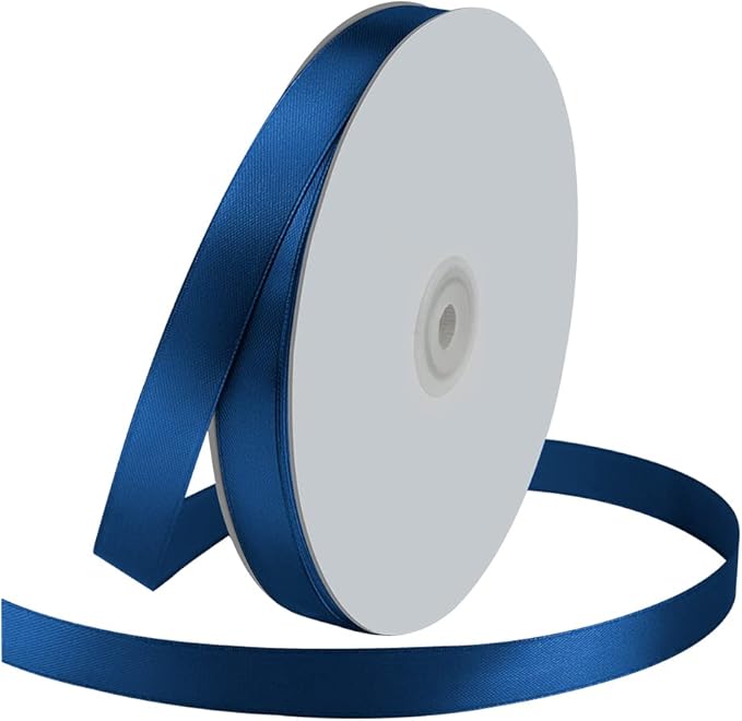 5/8" Wide x 100 Yards Single Face Polyester Satin Ribbon, Satin Ribbon for Crafts, Gift, Hair Bows, Wedding Party Decoration, Bow Making & Other Projects (Navy Blue)