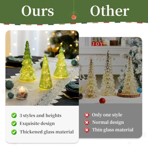 glasseam mercury glass christmas tree: set of 3, package contents