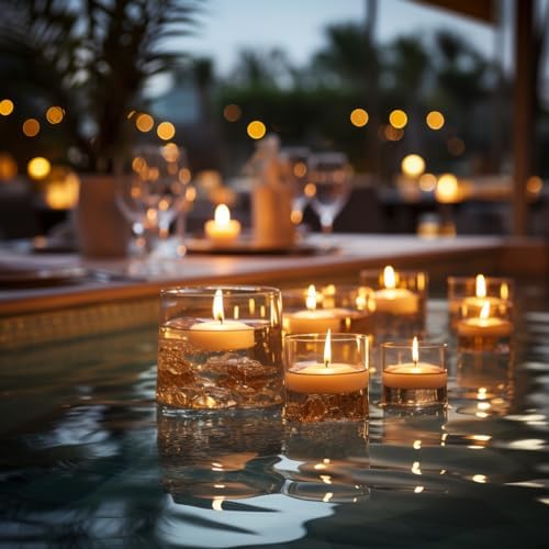 48 Pack White Floating Candles 3 inch Unscented Floating Candles for Centerpieces 8 Hours Long Burn Time-3” Floating Candle Bulk for Wedding Cylinder Vases