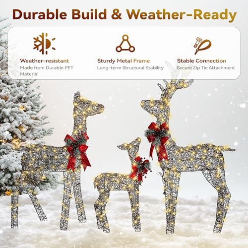3d christmas rattan deer outdoor decorations with timer&, package contents