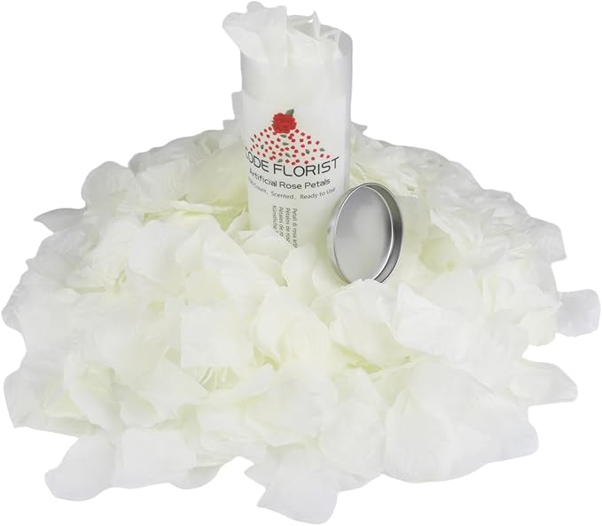 CODE FLORIST 1500 PCS Silk Rose Petals for Valentine's Day,Fake Rose Petals for Romantic Night,Wedding,Proposal Anniversary Flower Decorations(Separated,Scented,Ivory)