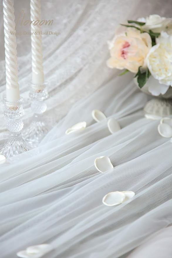 Floroom 300pcs Rose Petals Ivory Faux Silk Flower Petals for Wedding Flower Girl Basket White Aisle Scatter Dinner Table Centerpieces Party Confetti Bridal Shower Romantic Night Decoration