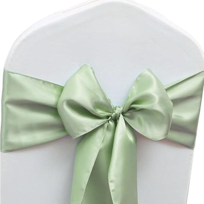 50 Pack Satin Sage Green Chair Sashes for Wedding Birthday Party Bridal Shower Gender Reveal Decorations, Sage Green Chair Sash for Folding Chairs Banquet Chairs Chiavari Chairs