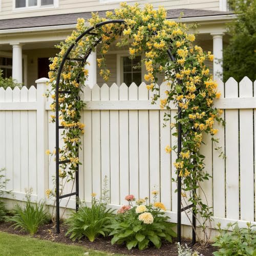 thickened rustproof garden arch metal trellis for climbing shown in use