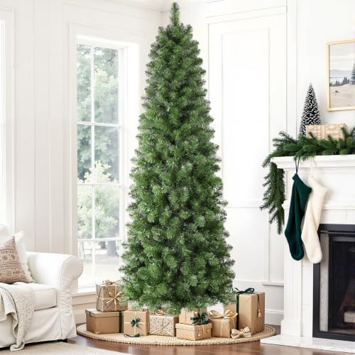 shareconn prelit artificial pencil christmas tree 6ft &, front angle view