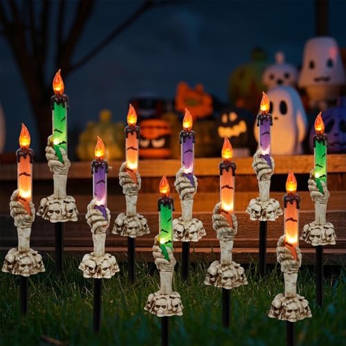 waterglide halloween decoration candle light stakes, 10 pack, front angle view