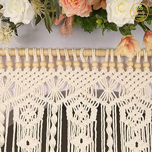 natural beige beaded door curtain, handmade wood bead showing dimensions
