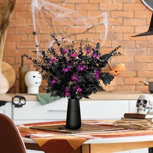 giegxin 15 pcs halloween floral picks artificial flowers, close-up detail