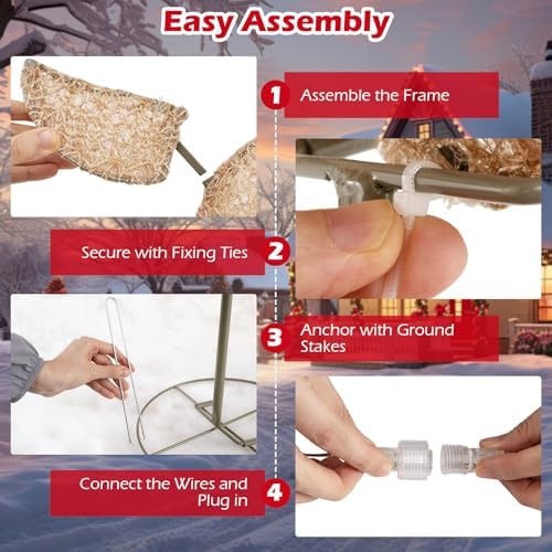 tangkula 3-piece christmas lighted reindeer & sleigh set, package contents