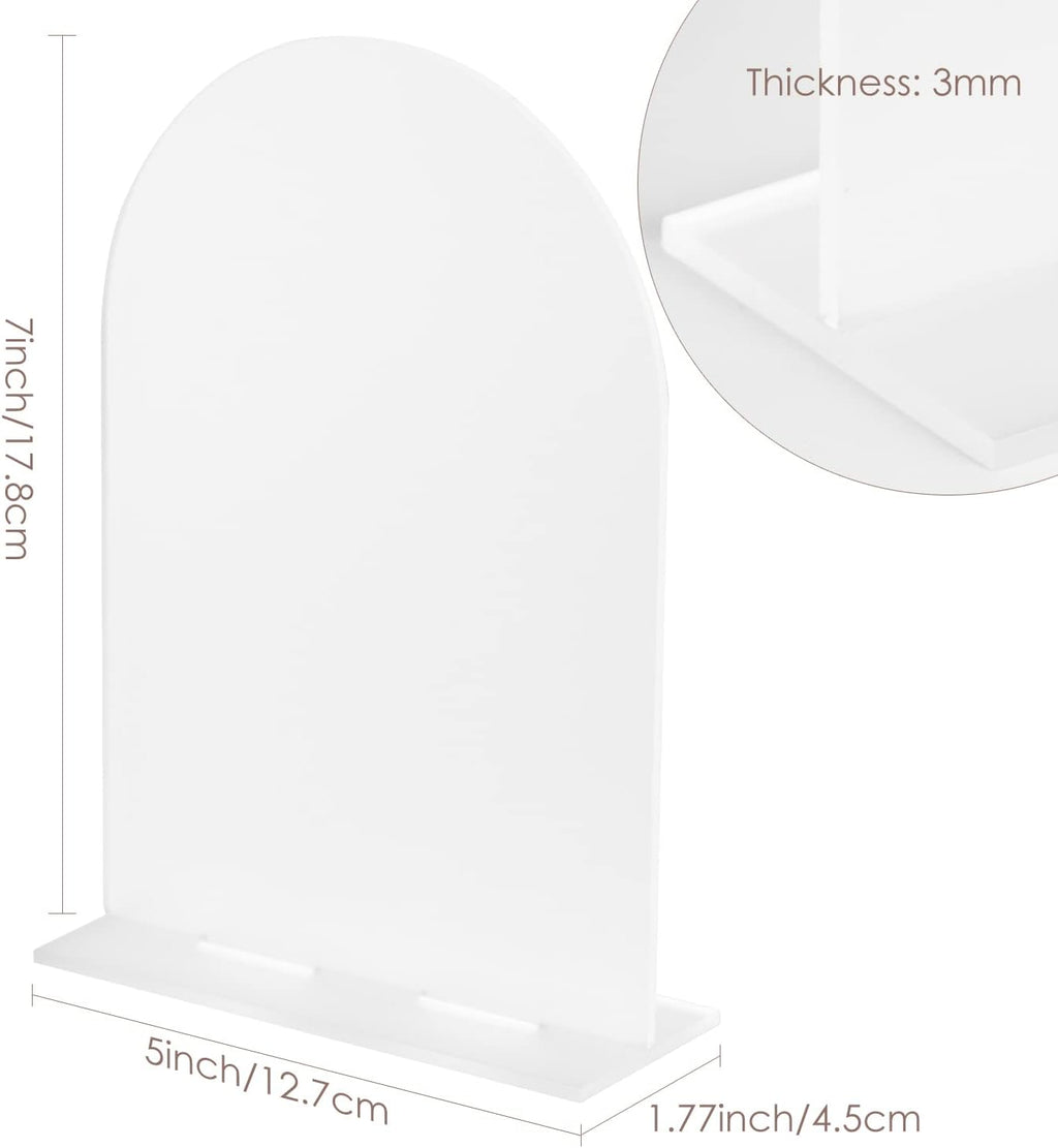 10 Pack Frosted Arch Acrylic Sign with Stand | 5x7 Inch Blank Frosted Arch Acrylic Table Sign with Base, DIY Table Numbers Wedding Signages, Events & Parties
