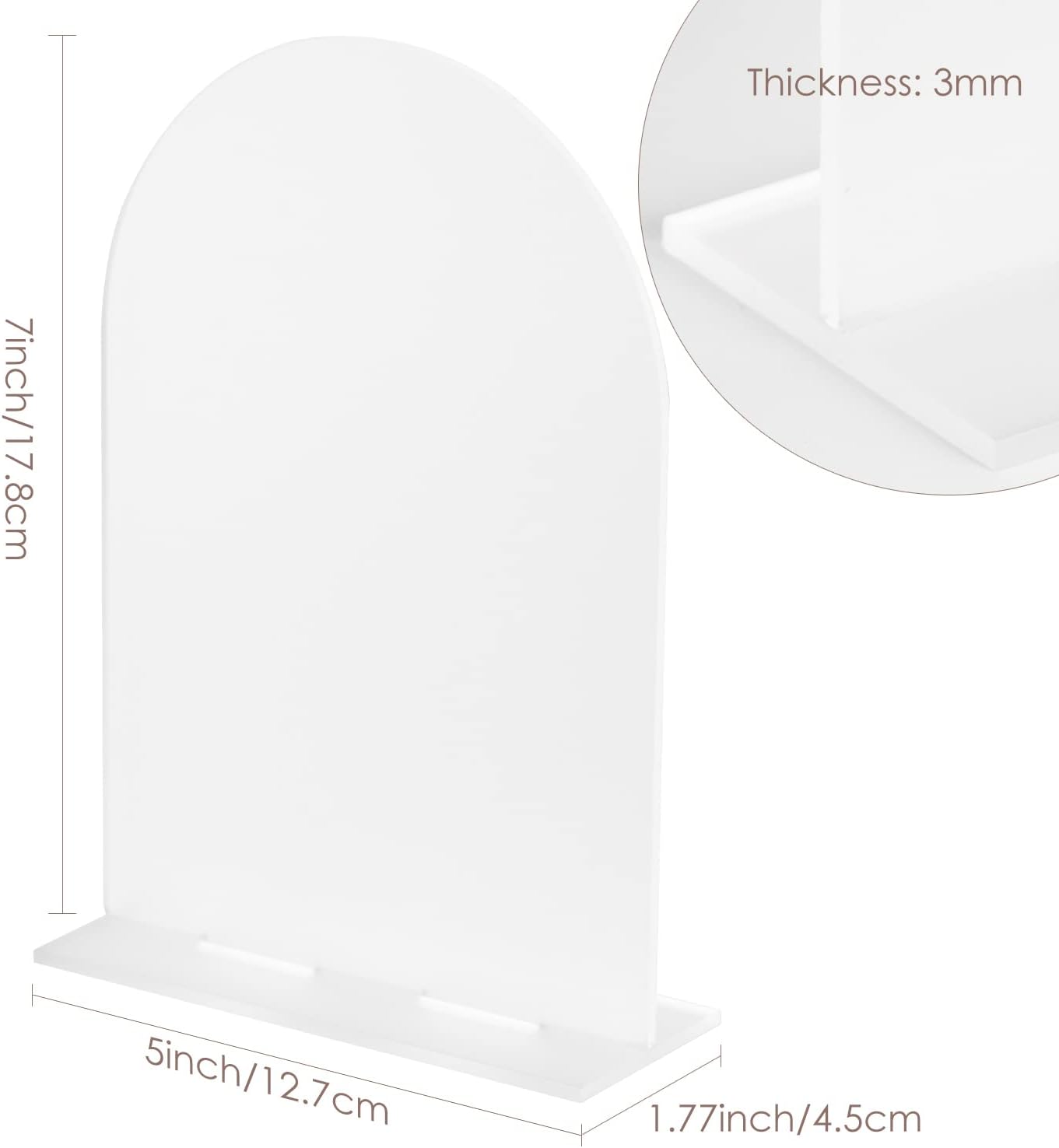 10 Pack Frosted Arch Acrylic Sign with Stand | 5x7 Inch Blank Frosted Arch Acrylic Table Sign with Base, DIY Table Numbers Wedding Signages, Events & Parties