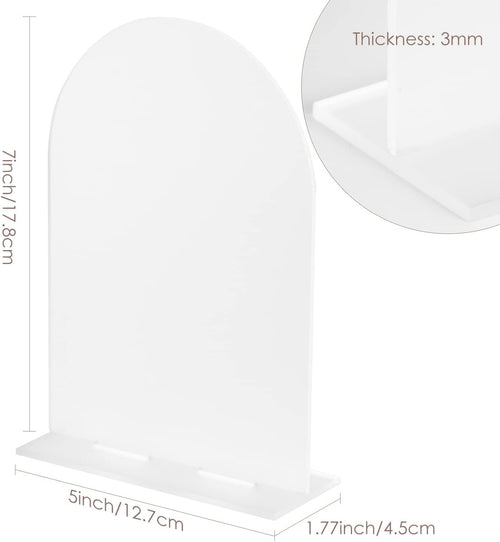 10 Pack Frosted Arch Acrylic Sign with Stand | 5x7 Inch Blank Frosted Arch Acrylic Table Sign with Base, DIY Table Numbers Wedding Signages, Events & Parties